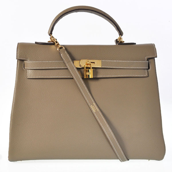 K35CDGG Kelly di Hermes 35CM pelle clemence in grigio scuro con Gol